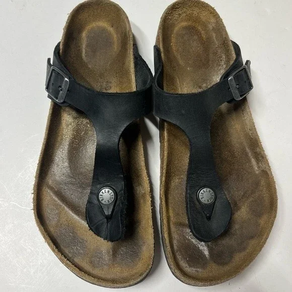 Birkenstock Gizeh Oiled Leather Sandals in Black 40 - Picture 2 of 16